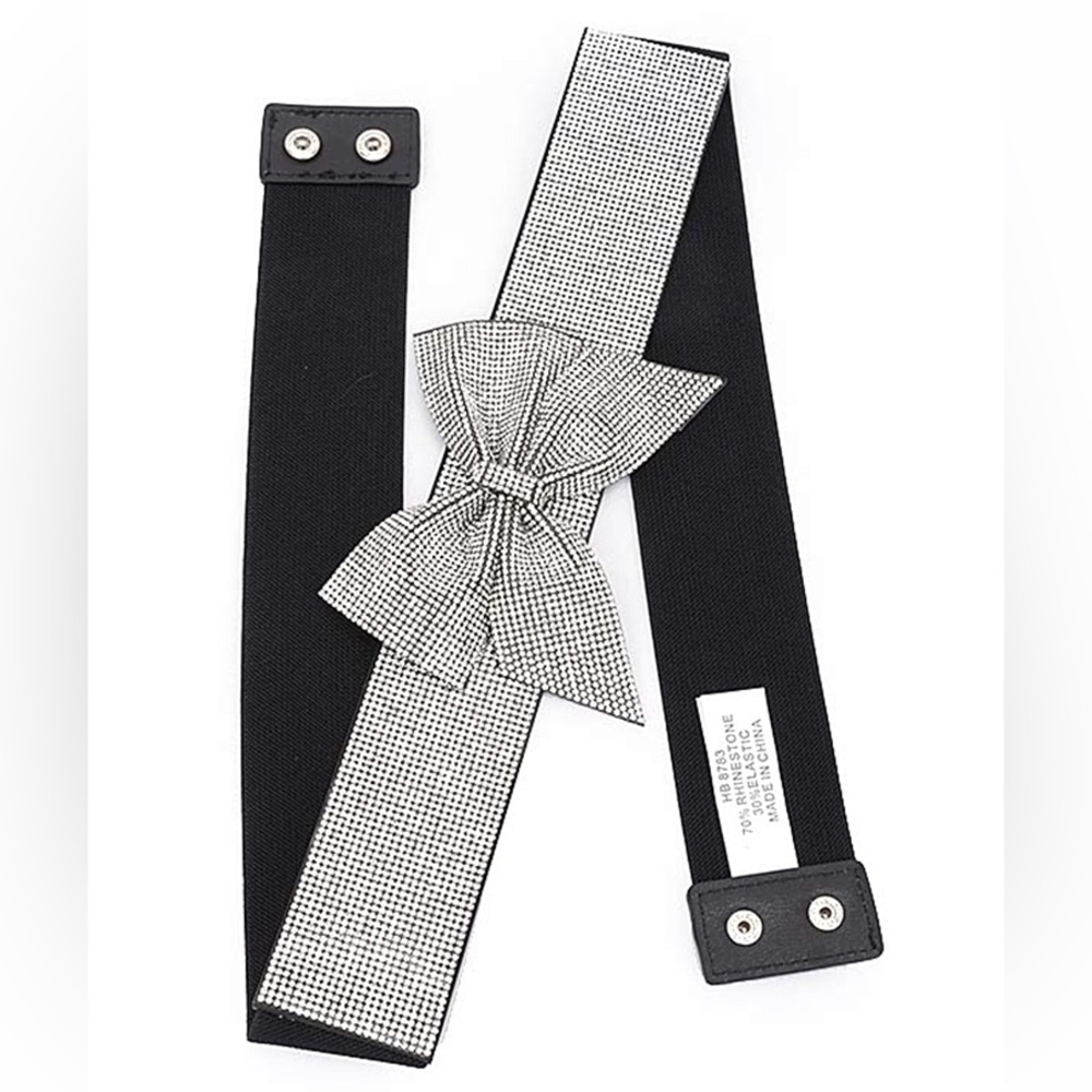 Plus Size Silver Rhinestone Bow Stretch Statement… - image 2